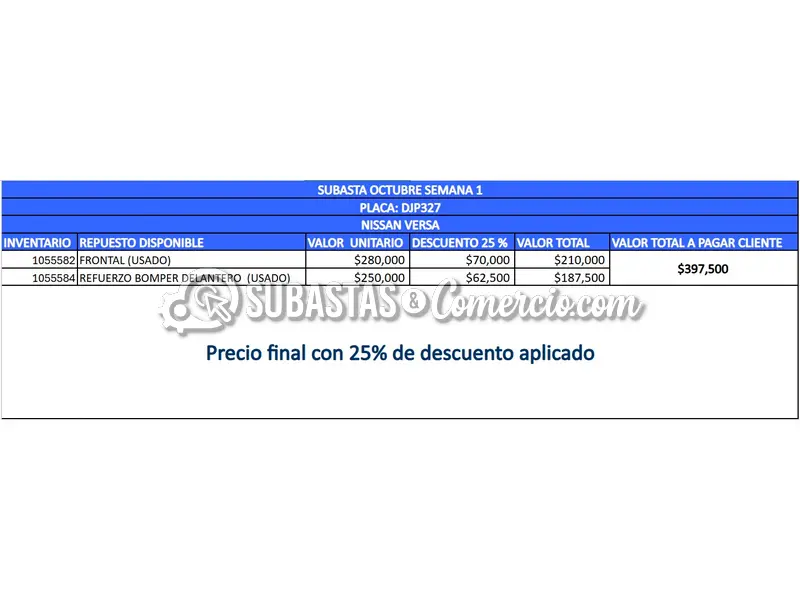 Salvamento Nissan Versa - 2013 - 327 - Guarne — imagen 3 de 8